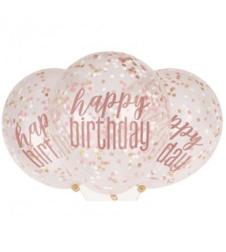 BALÃO LATEX CONFETIS ROSE GOLD PARTY